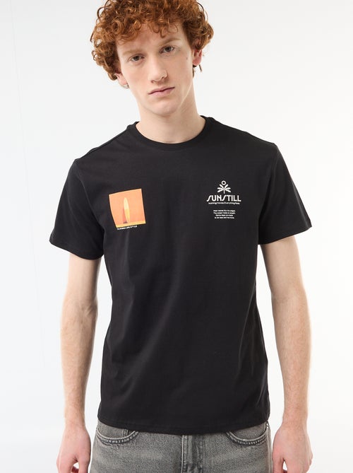 Rundhals-T-Shirt mit Print aus Baumwolle - Kiabi