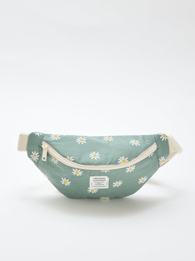 Sac à banane imprimé all-over fleuri en coton Vert - Kiabi