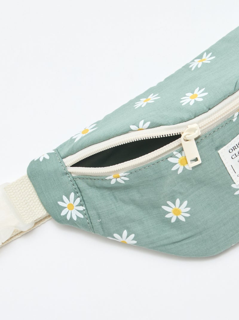 Sac à banane imprimé all-over fleuri en coton Vert - Kiabi