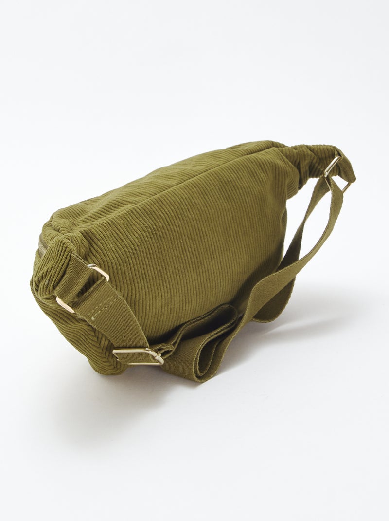 Sac banane en velours côtelé Kaki - Kiabi