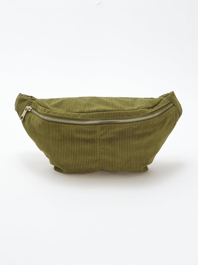 Sac banane en velours côtelé Kaki - Kiabi