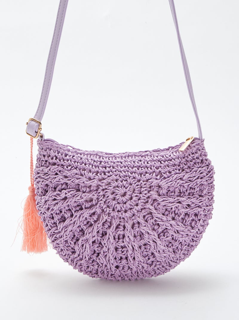 Sac bandoulière effet paille tressée Violet - Kiabi