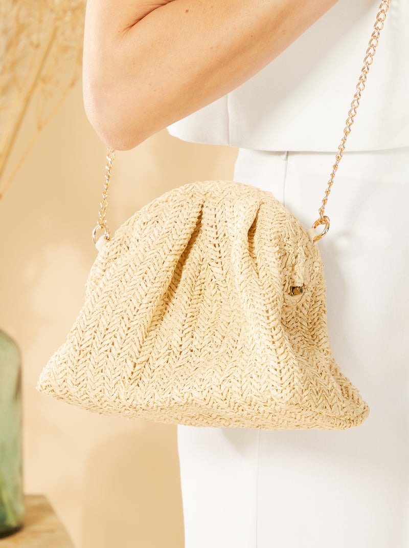 Sac bandoulière en raphia BEIGE - Kiabi