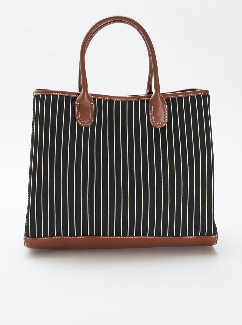 Sac cabas en tissu Noir - Kiabi