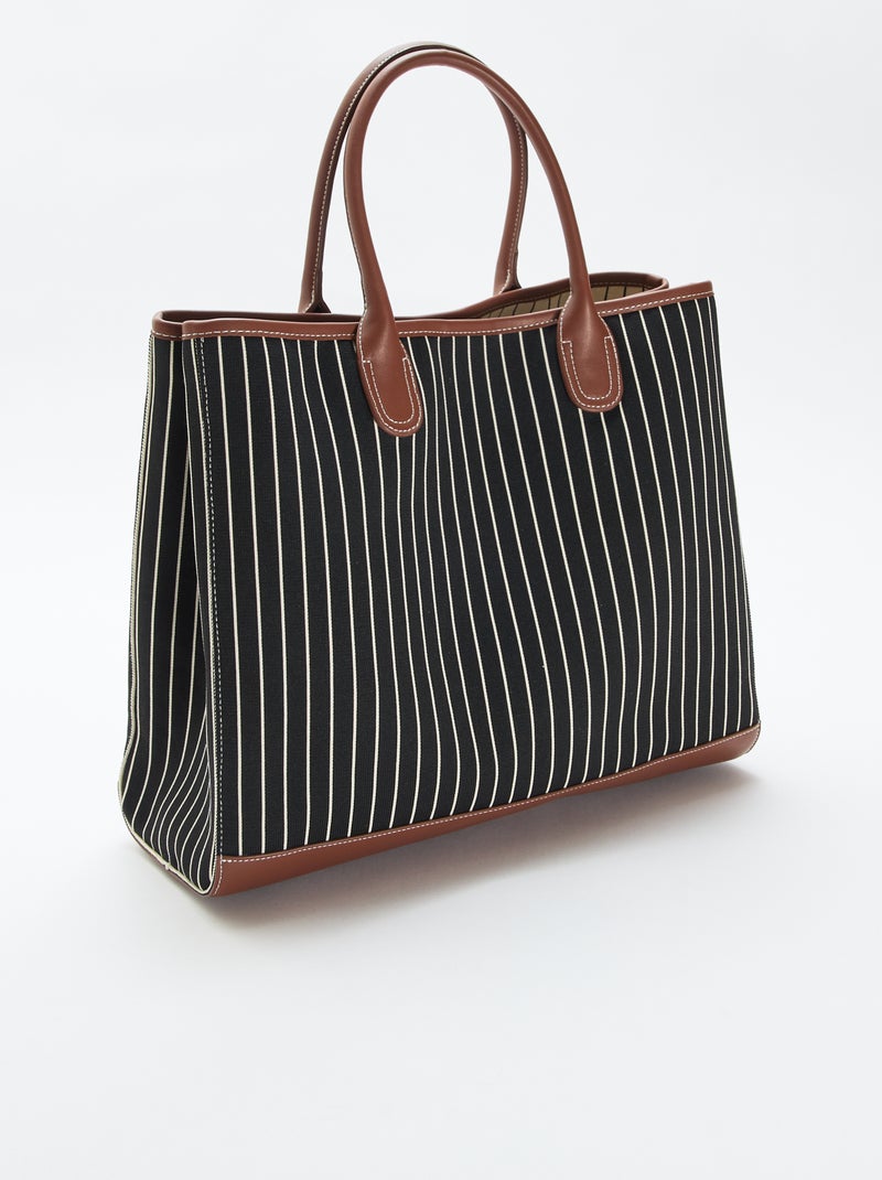 Sac cabas en tissu Noir - Kiabi