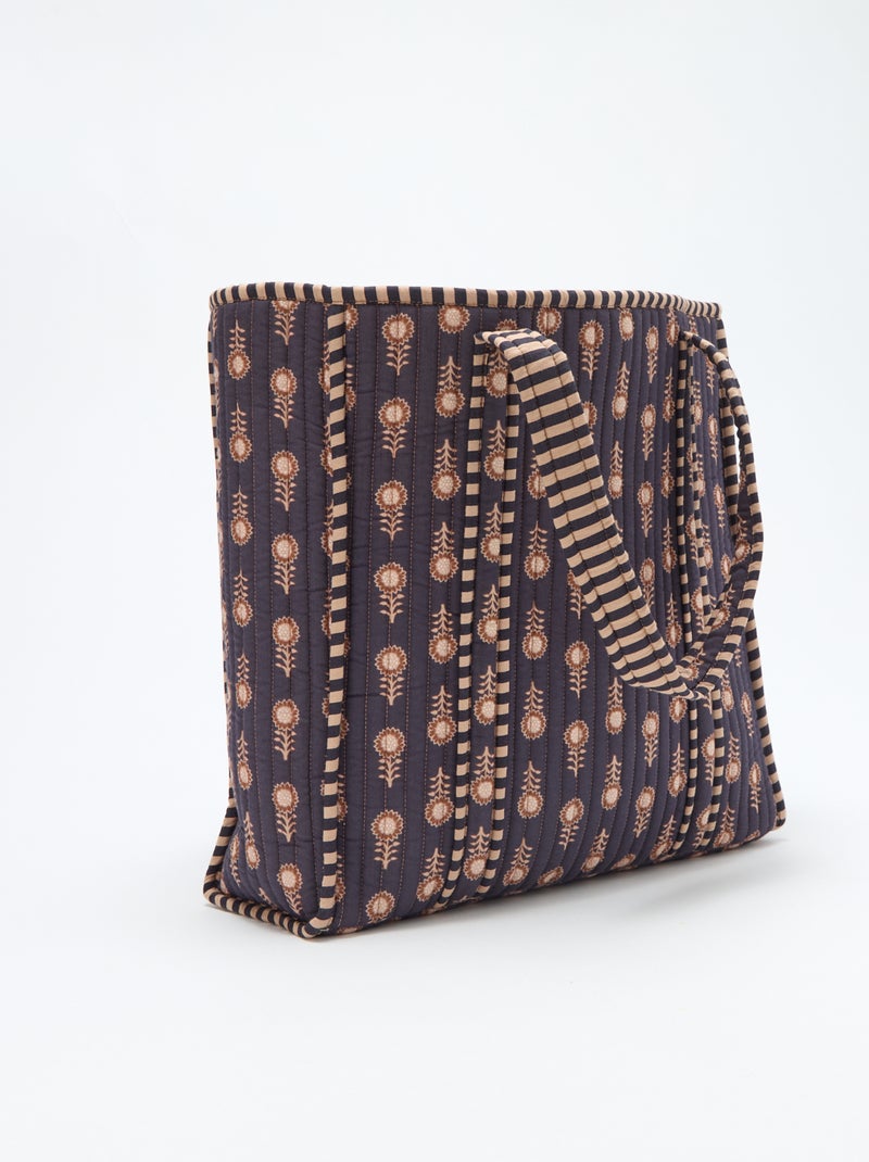 Sac cabas matelassé motif fleurs Violet - Kiabi