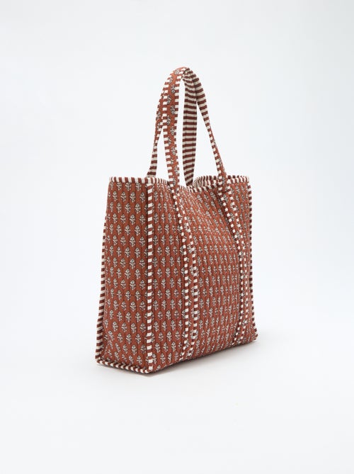 Sac cabas matelassé motif indienne - Kiabi