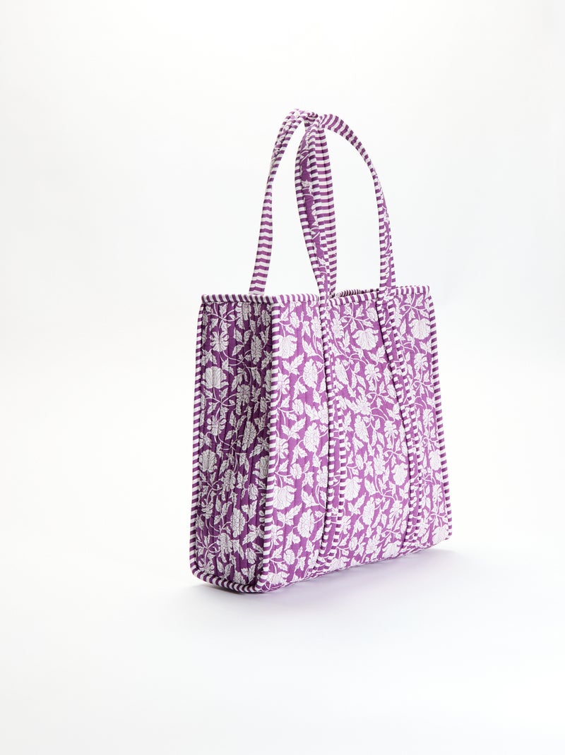 Sac cabas matelassé motif indienne Violet - Kiabi