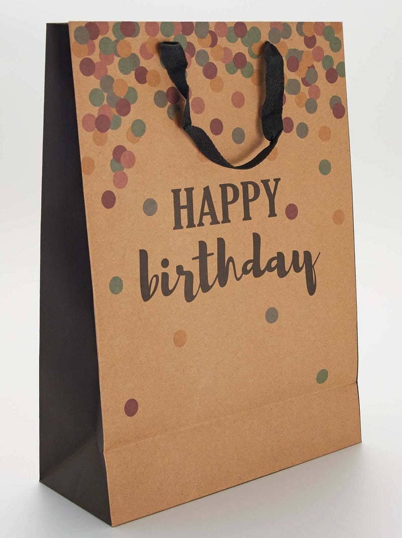 Sac cadeau 'Happy Birthday' marron - Kiabi