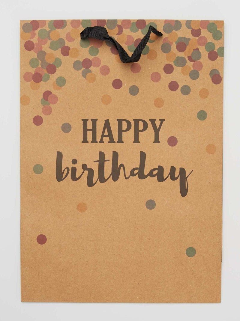 Sac cadeau 'Happy Birthday' marron - Kiabi
