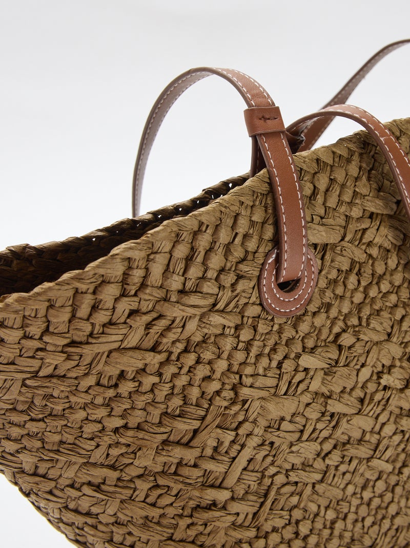 Sac panier avec anses Kaki - Kiabi