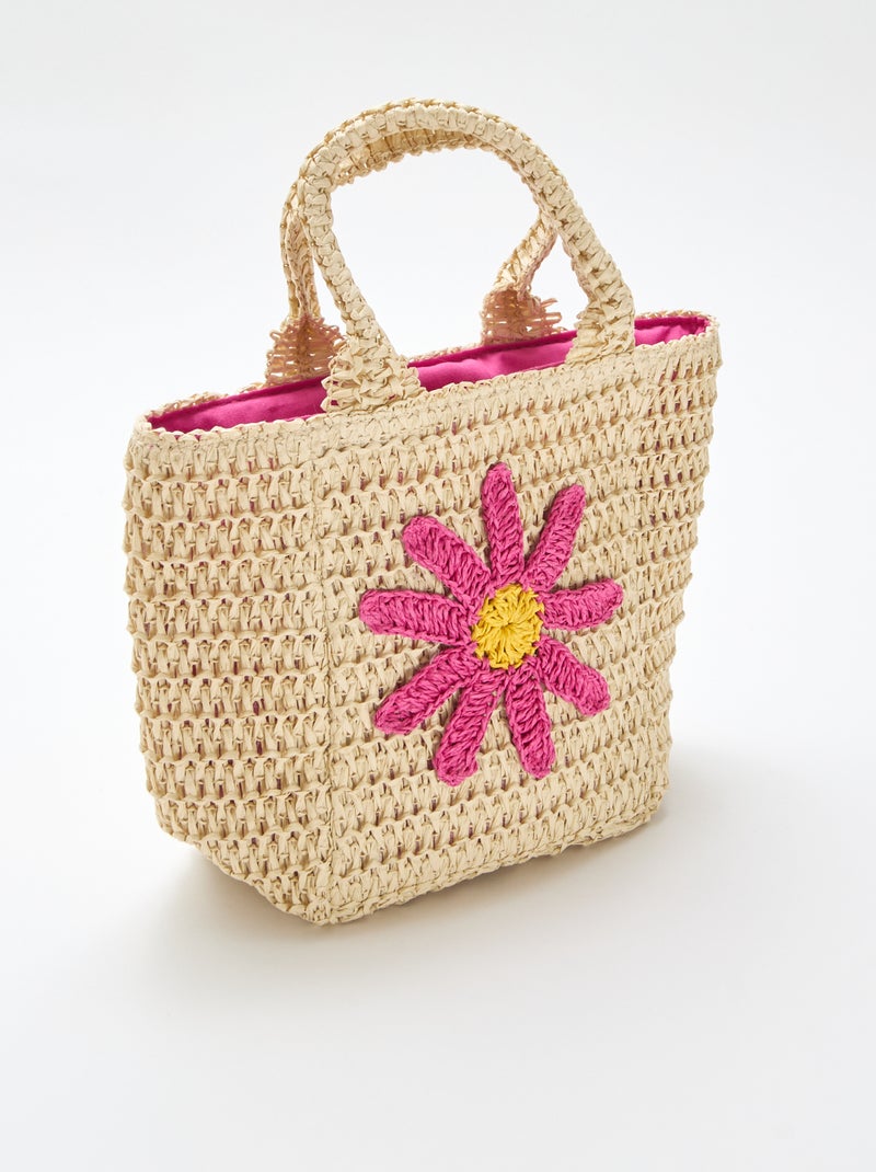 Sac panier avec patch fleur Rose - Kiabi