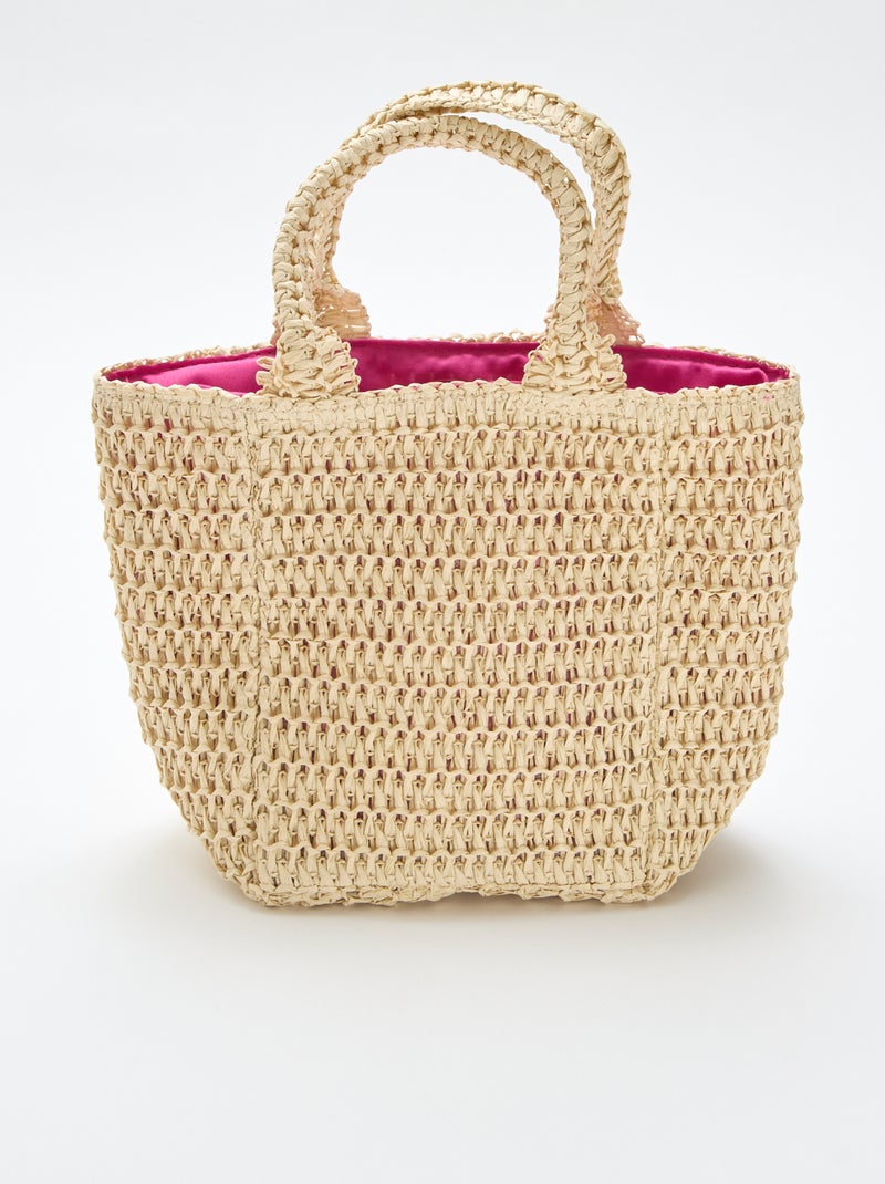 Sac panier avec patch fleur Rose - Kiabi