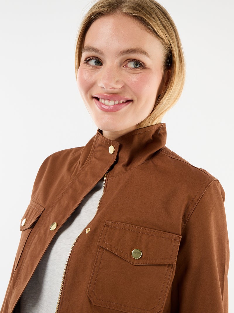 Safari Jacket with Front Snap Closures Brown - Kiabi