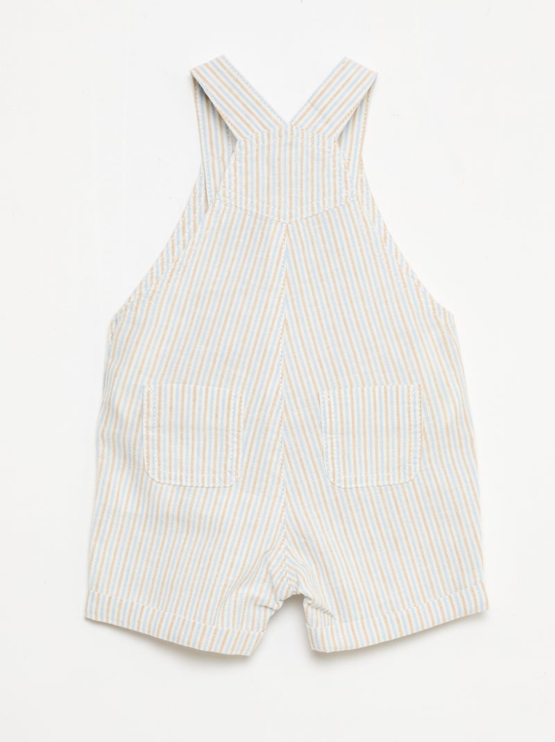 Salopette corta a righe in misto lino Beige - Kiabi