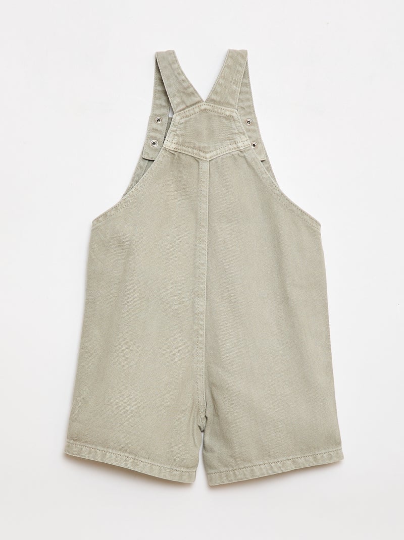 Salopette corta in denim di cotone tinta unita Grigio - Kiabi