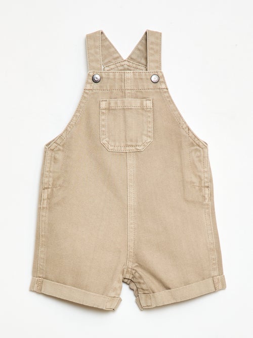 Salopette courte denim en coton unie - Kiabi