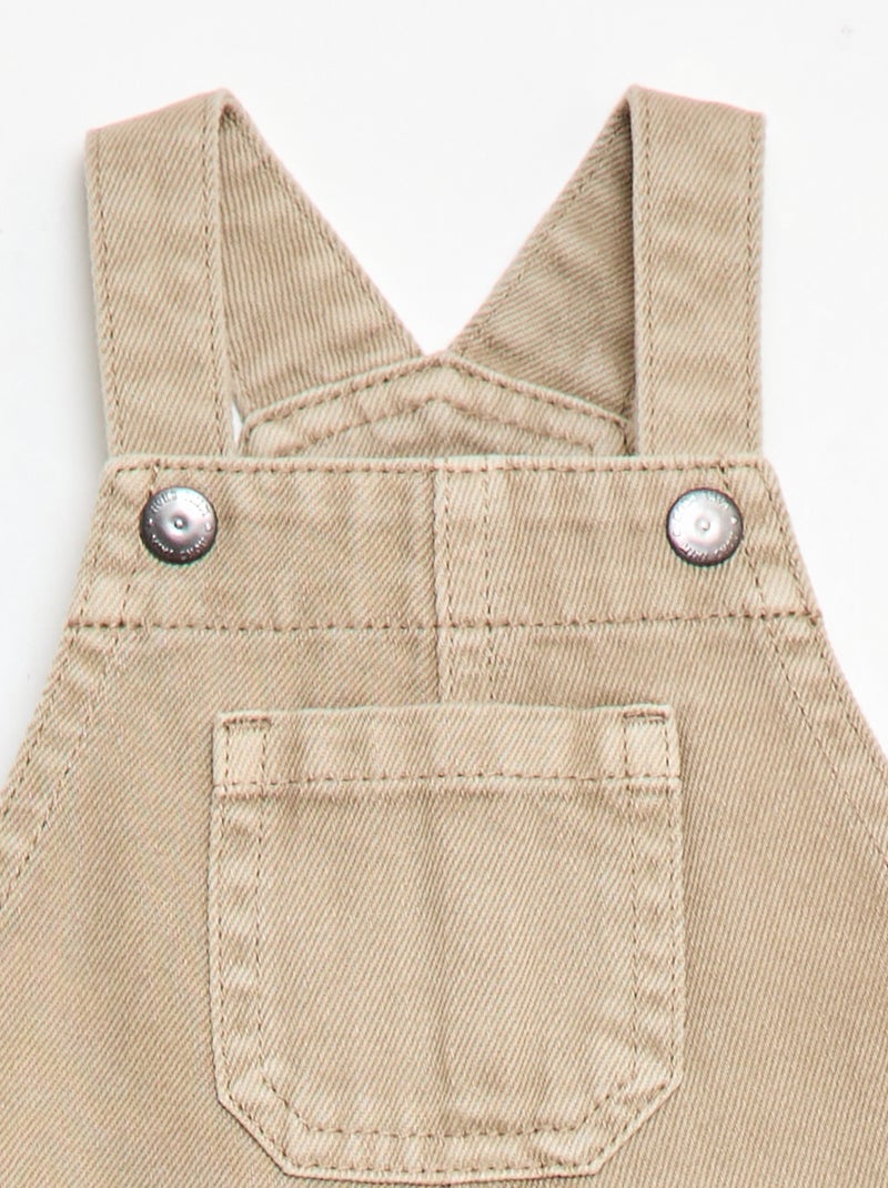 Salopette courte denim en coton unie Beige - Kiabi