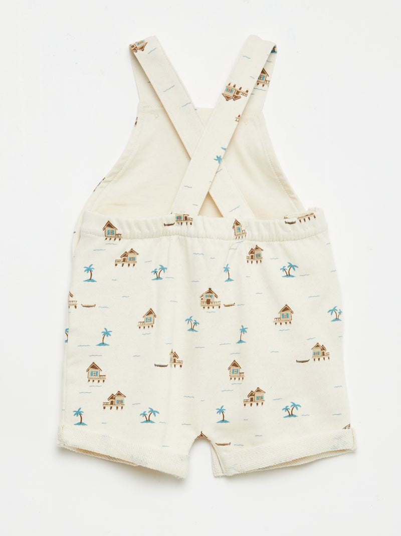Salopette courte en molleton non gratté avec bretelles en coton Beige - Kiabi