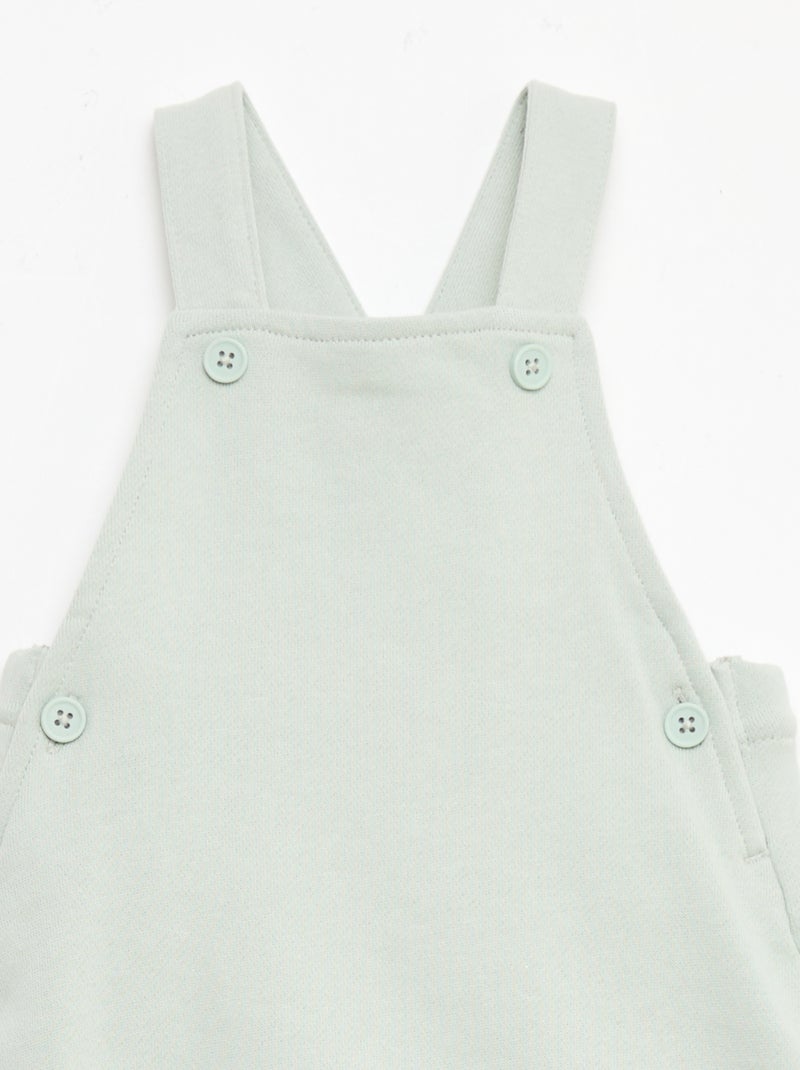 Salopette courte en molleton non gratté avec bretelles en coton Bleu - Kiabi