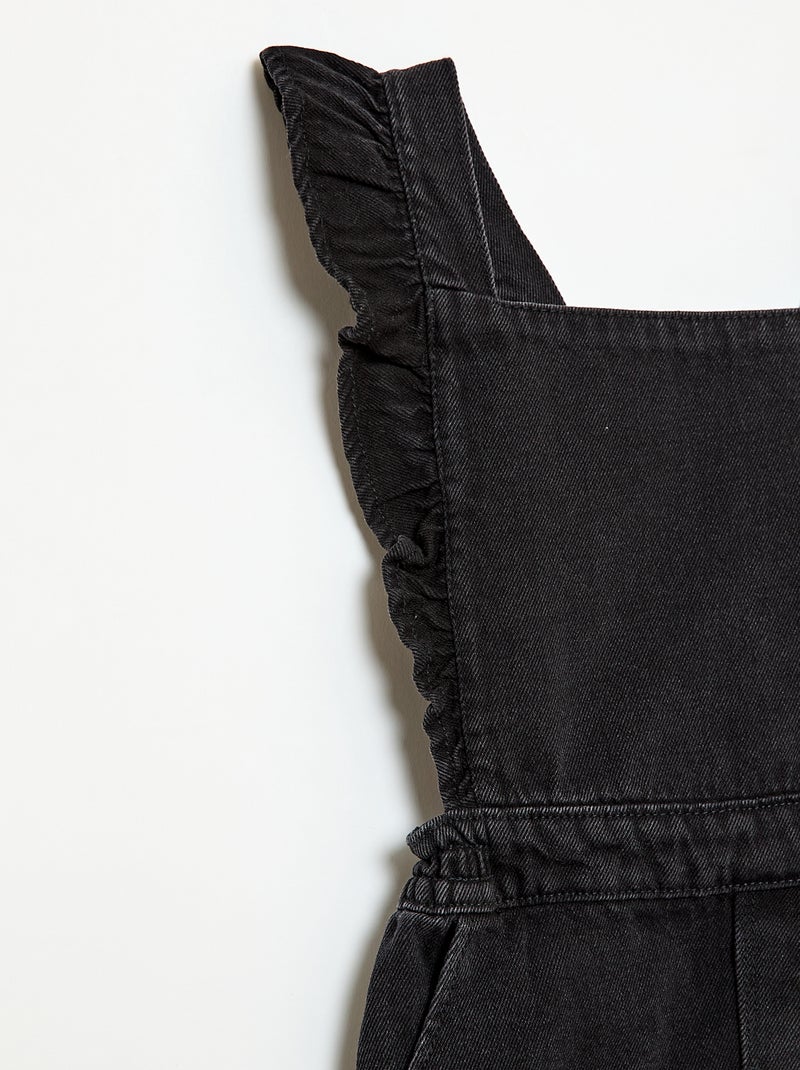 Salopette en jean avec volants Gris noir - Kiabi