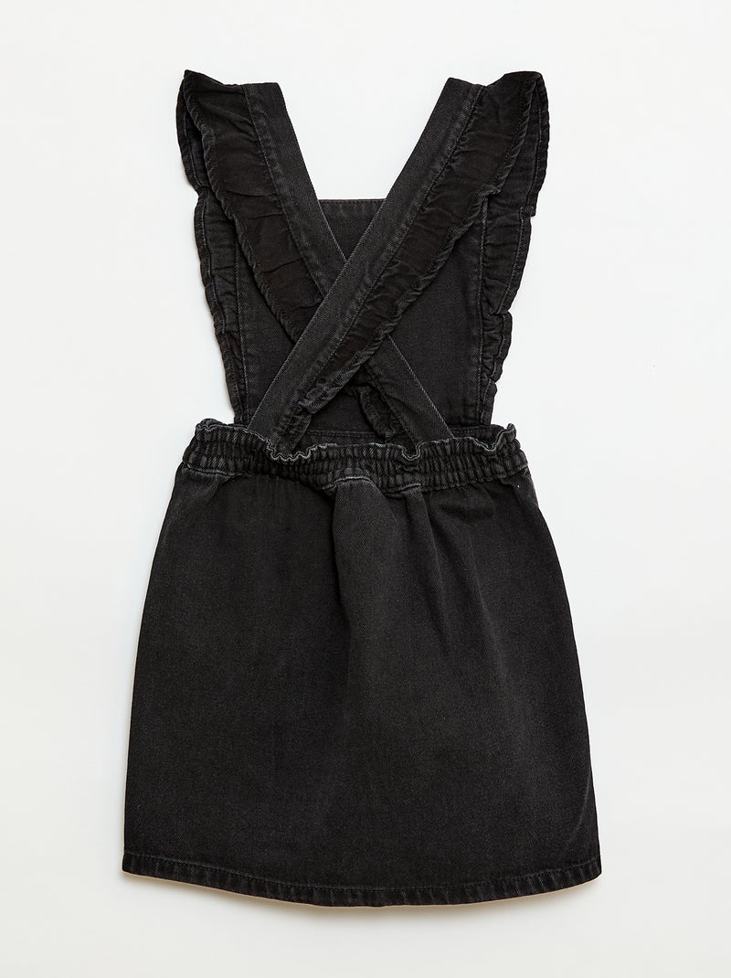 Salopette en jean avec volants Gris noir - Kiabi