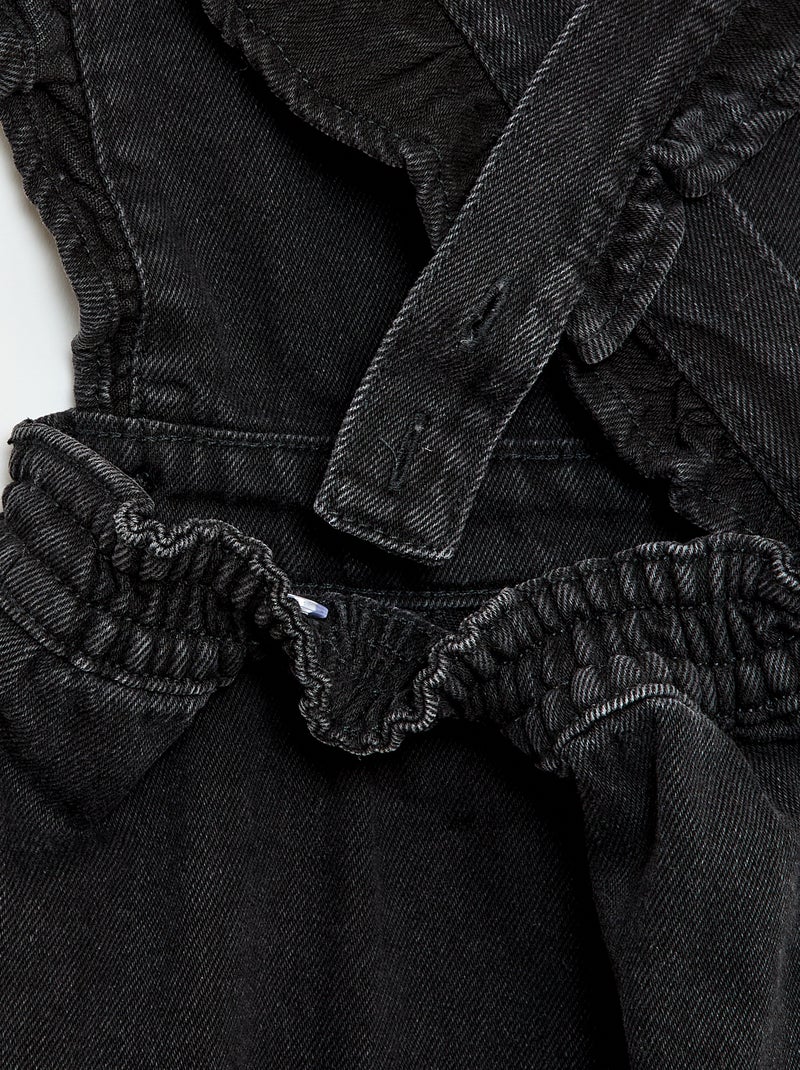 Salopette en jean avec volants Gris noir - Kiabi