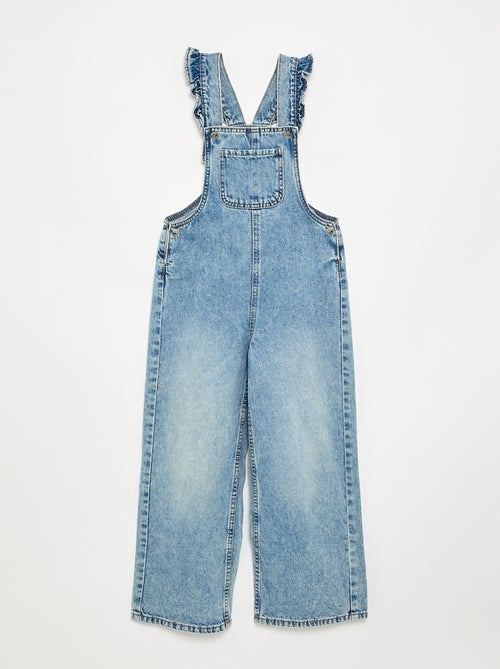 Salopette longue en denim avec bretelles volantées - Kiabi