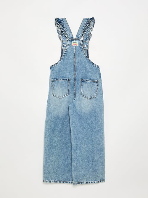 Salopette longue en denim avec bretelles volantées - Kiabi