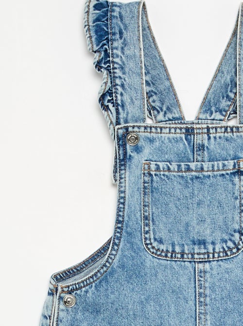 Salopette longue en denim avec bretelles volantées - Kiabi
