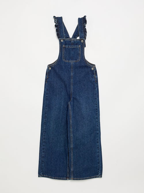 Salopette longue en denim avec bretelles volantées - Kiabi