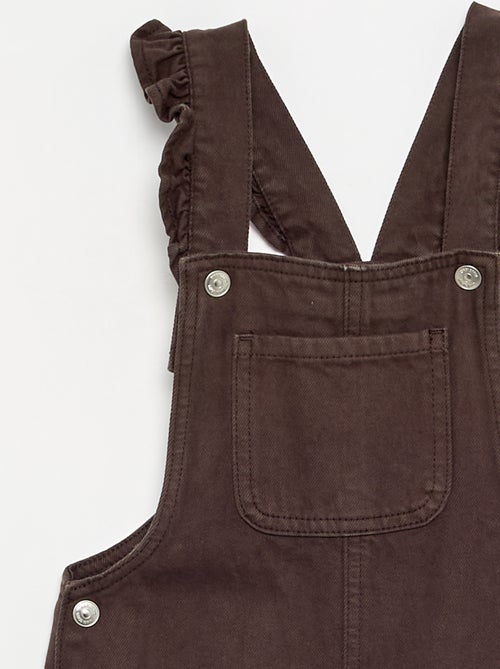 Salopette longue en denim avec bretelles volantées - Kiabi