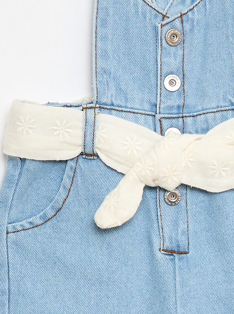 Salopette longue en jean Blanc - Kiabi