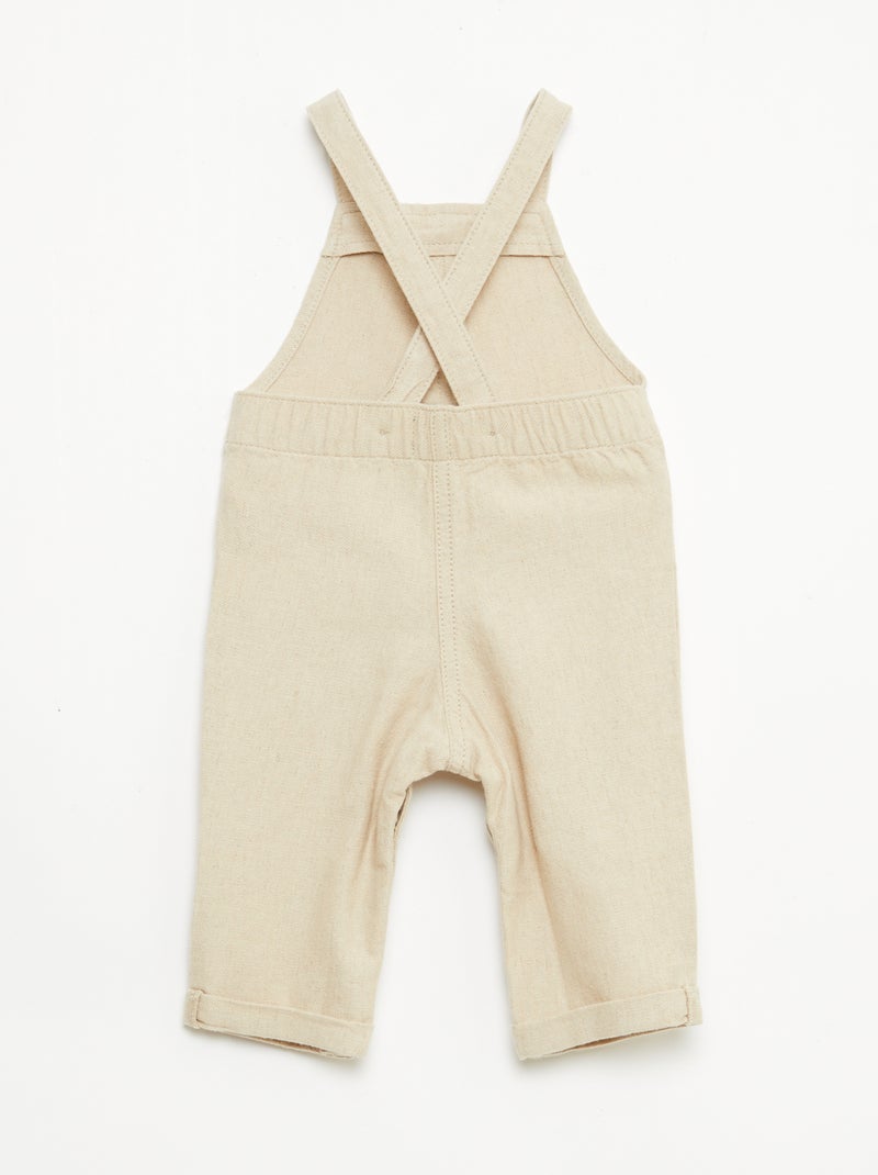 Salopette longue en lin mélangé Beige - Kiabi