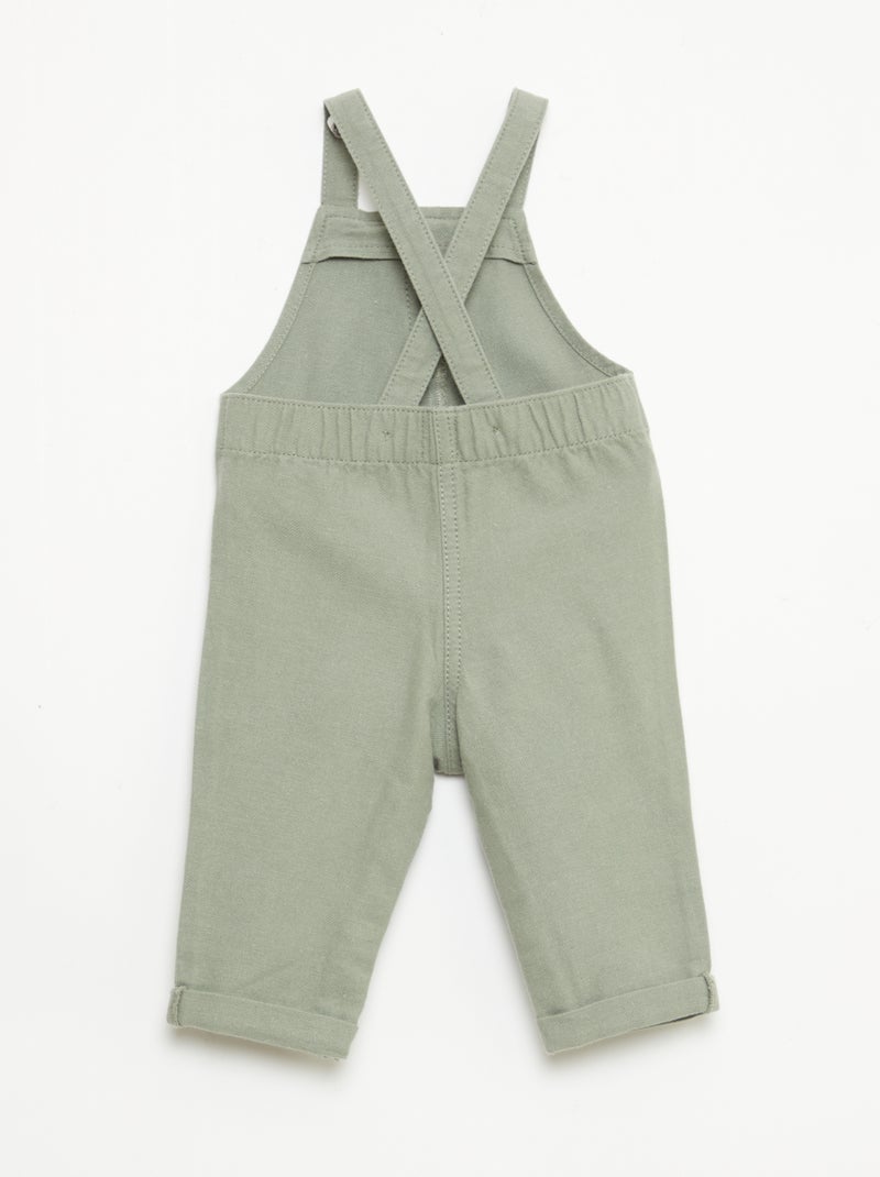 Salopette longue en lin mélangé Vert - Kiabi