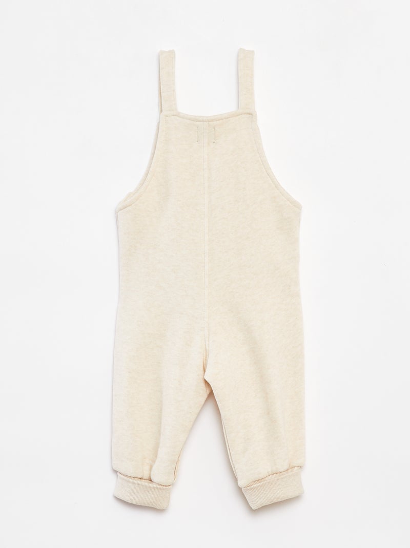 Salopette longue en molleton avec bretelles ajustables Beige - Kiabi