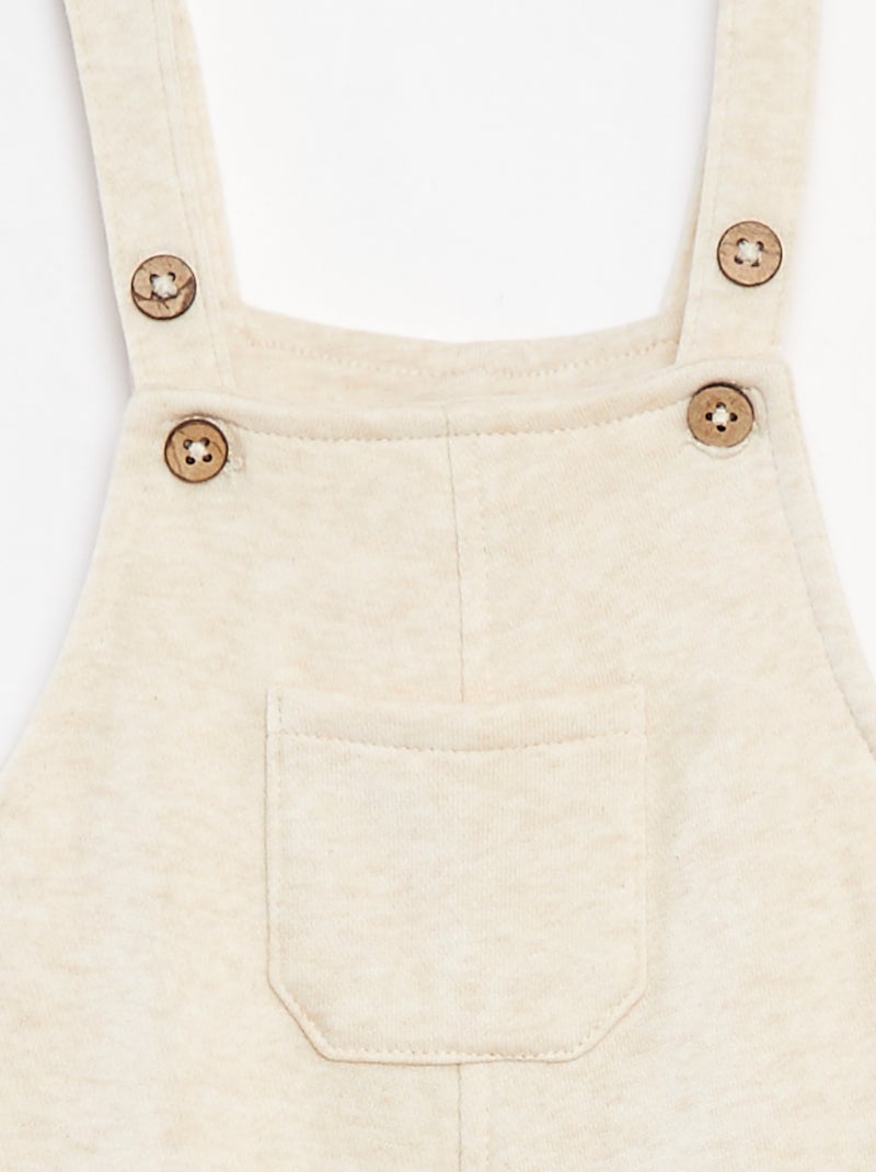 Salopette longue en molleton avec bretelles ajustables Beige - Kiabi