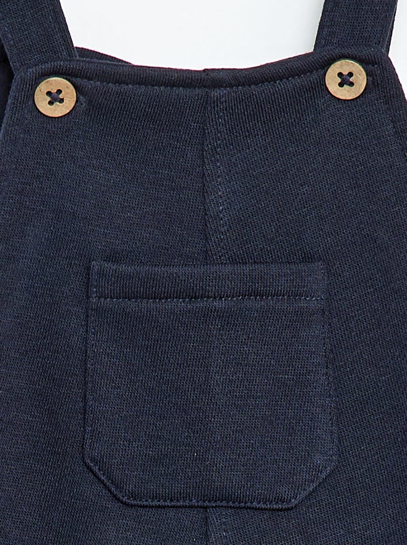 Salopette longue en molleton avec bretelles ajustables Bleu marine - Kiabi