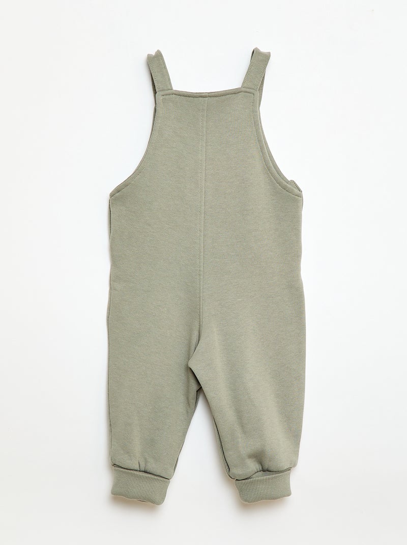 Salopette longue en molleton avec bretelles ajustables Vert kaki - Kiabi