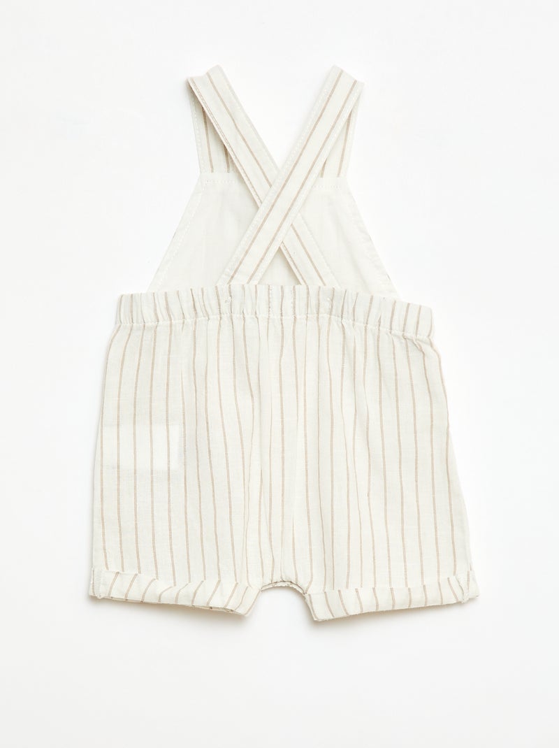 Salopette short en coton et lin Blanc - Kiabi