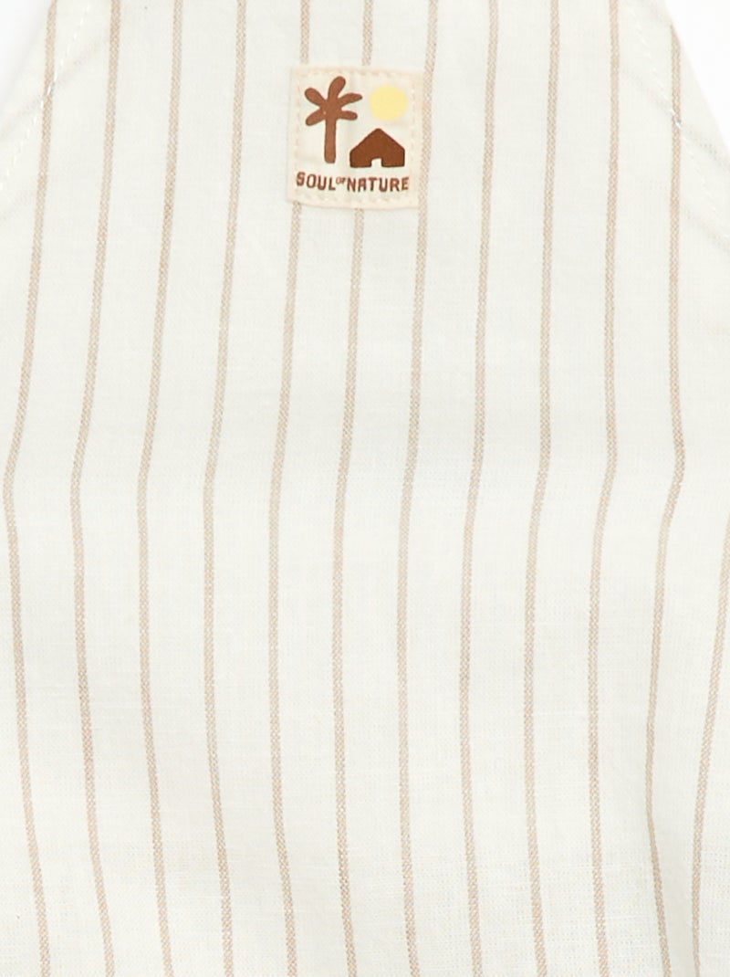 Salopette short en coton et lin Blanc - Kiabi