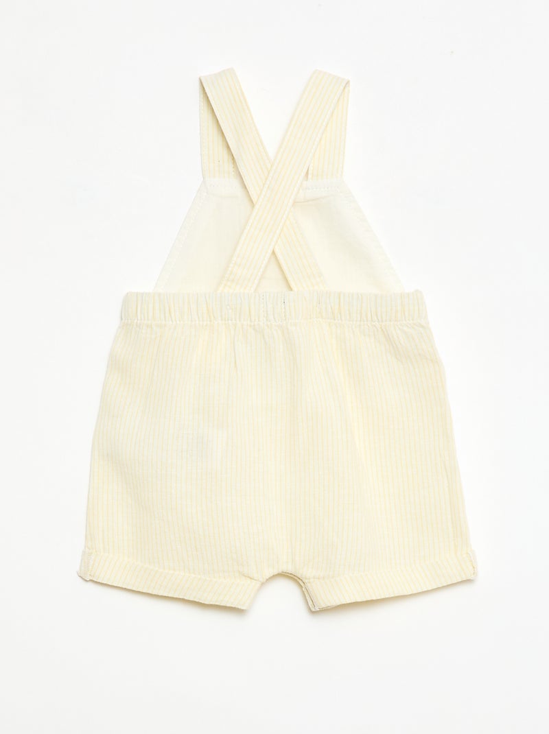 Salopette short en coton et lin Jaune - Kiabi
