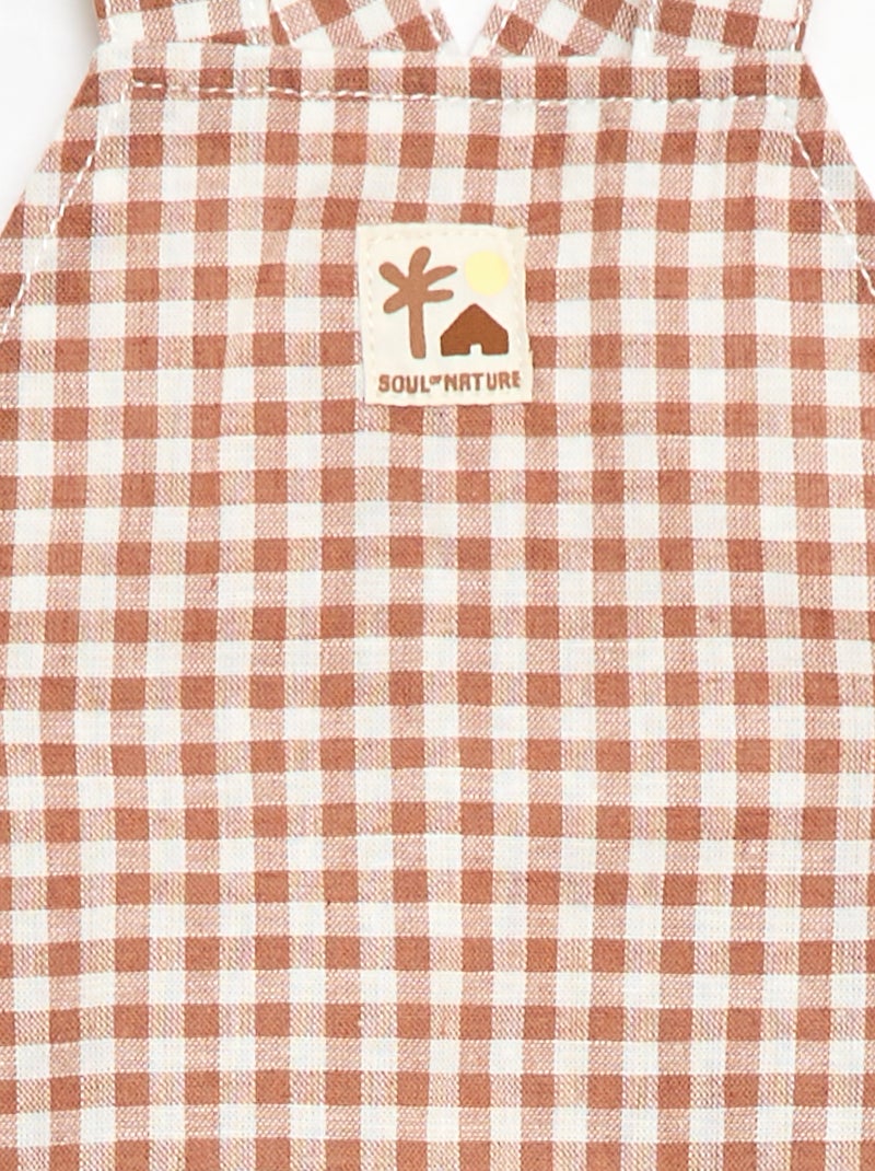 Salopette short en coton et lin Marron - Kiabi