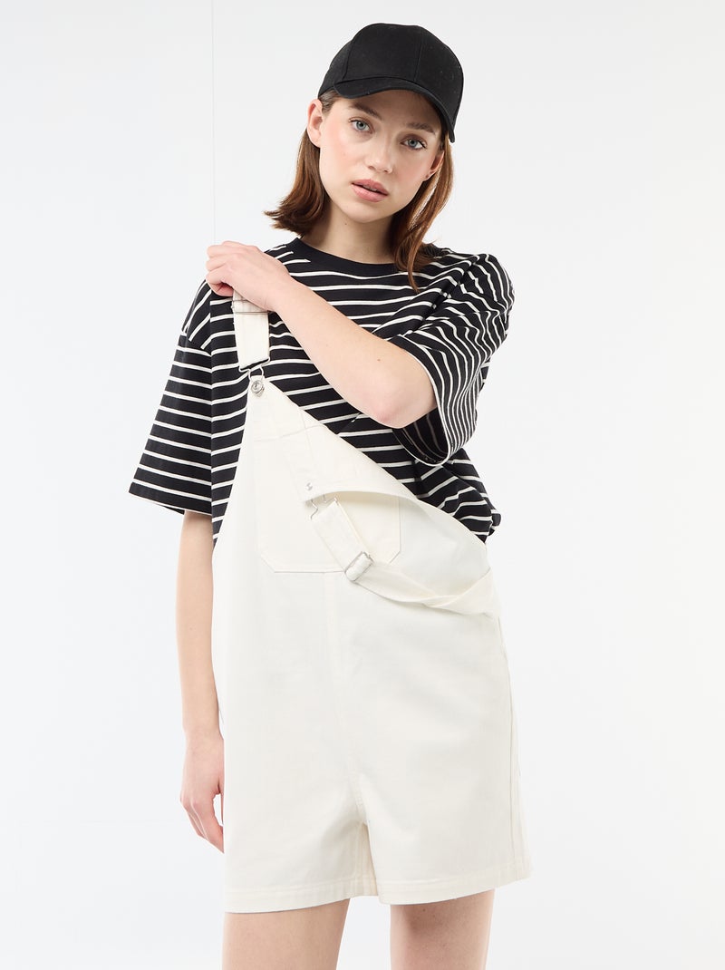 Salopette short oversize Blanc - Kiabi