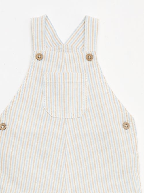 Salopette short rayée en lin mélangé - Kiabi