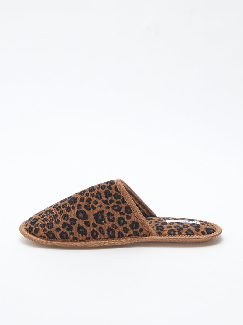Samt-Mules-Hausschuhe Leopard - Kiabi
