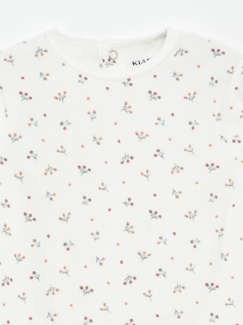 Samt-Schlafstrampler mit Sujet Beige - Kiabi