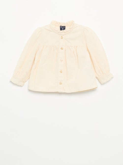 Samtbluse mit bestickten Ärmelbündchen - Kiabi