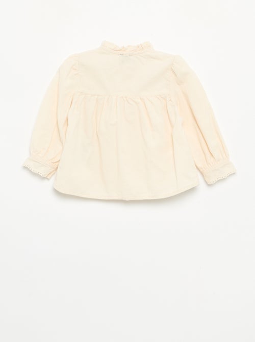 Samtbluse mit bestickten Ärmelbündchen - Kiabi