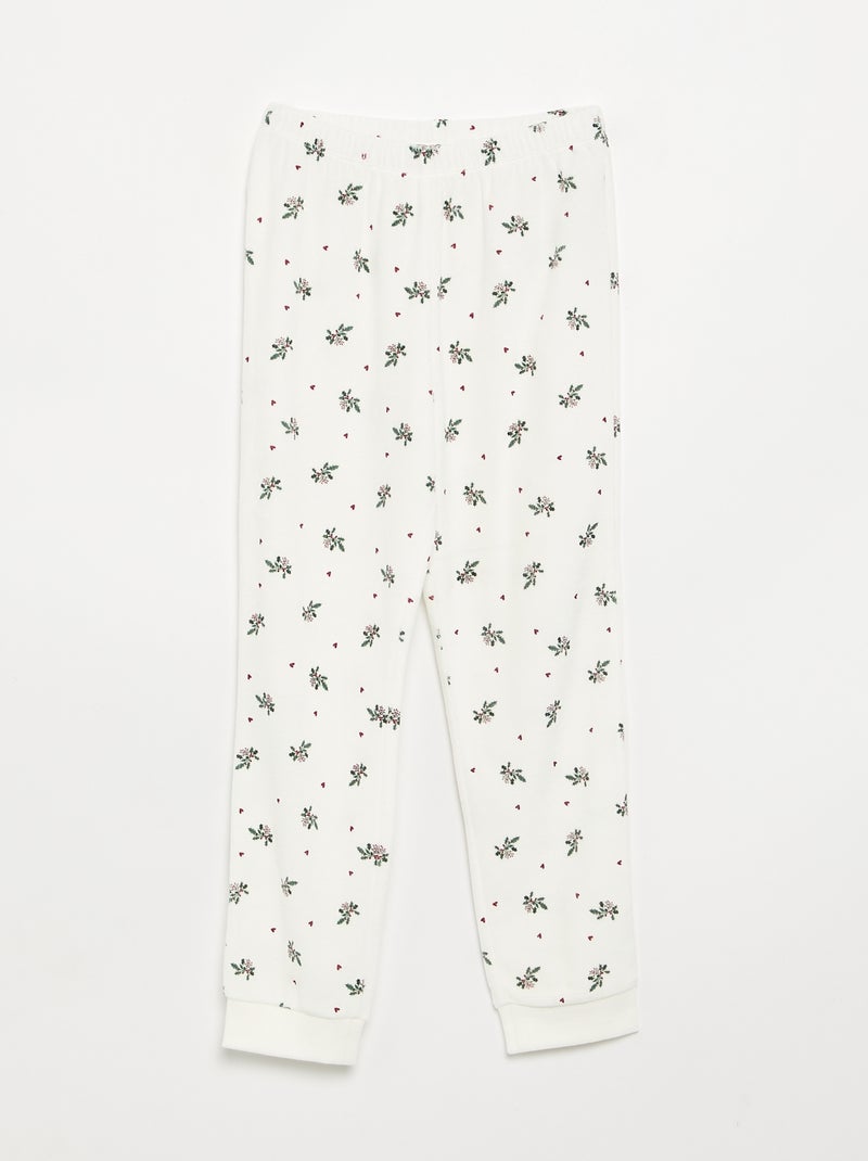 Samtpyjama mit Aufdruck Weiß - Kiabi